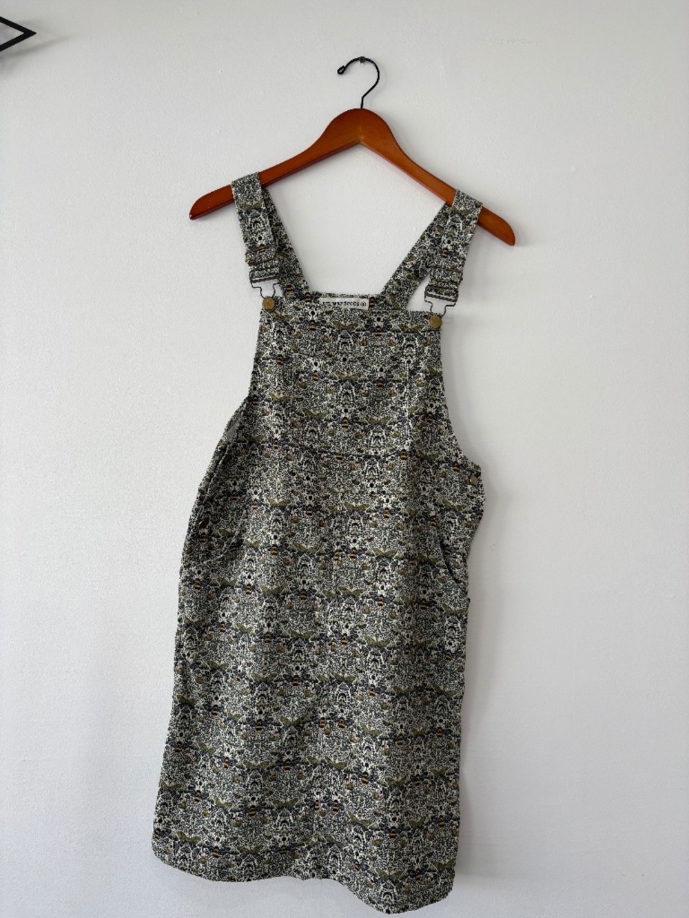 SM Wardrobe Bee Mushroom Print Overall Dress Size S Whimsical Cottagecore